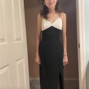 Vintage Roberta Bridal Black and White Strapless Gown